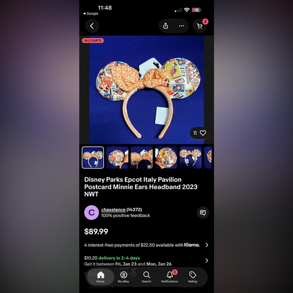 Disney Vibrant Epcot Italy Minnie Mouse Ears Headband and matching Bag - Picture 8 of 8